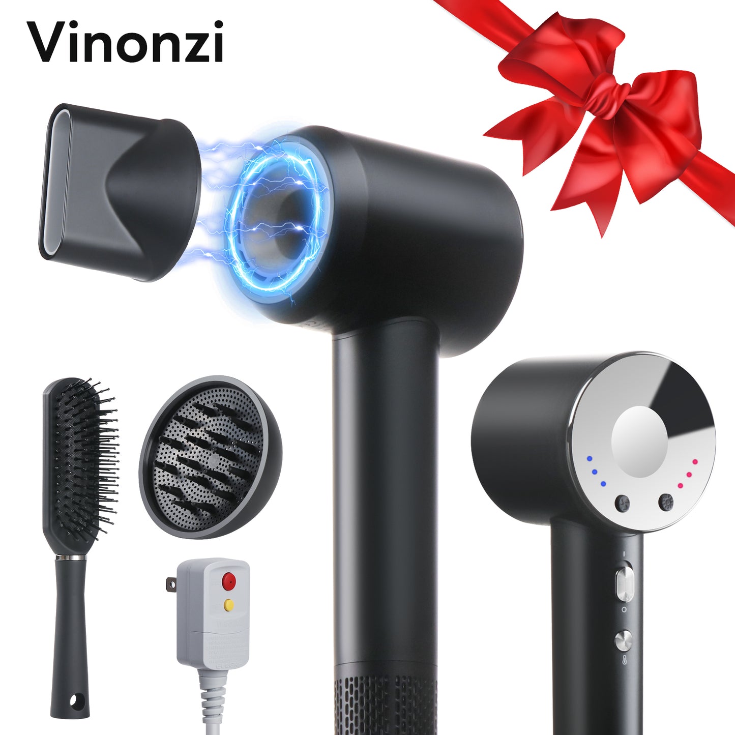 Ionic Hair Dryer 2025, Compact Salon Pro, Curl-Shaping Diffuser, Safe for Curly Hair, Fast Drying with 110K RPM Low Noise Motor