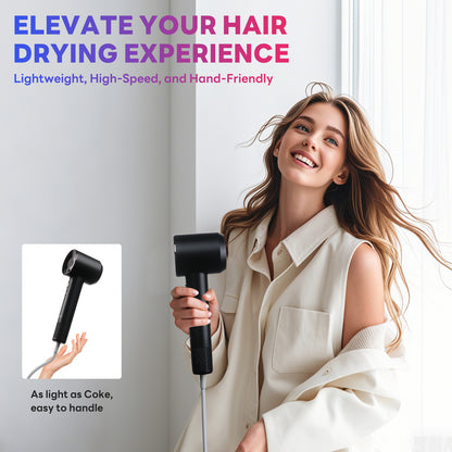 Ionic Hair Dryer 2025, Compact Salon Pro, Curl-Shaping Diffuser, Safe for Curly Hair, Fast Drying with 110K RPM Low Noise Motor
